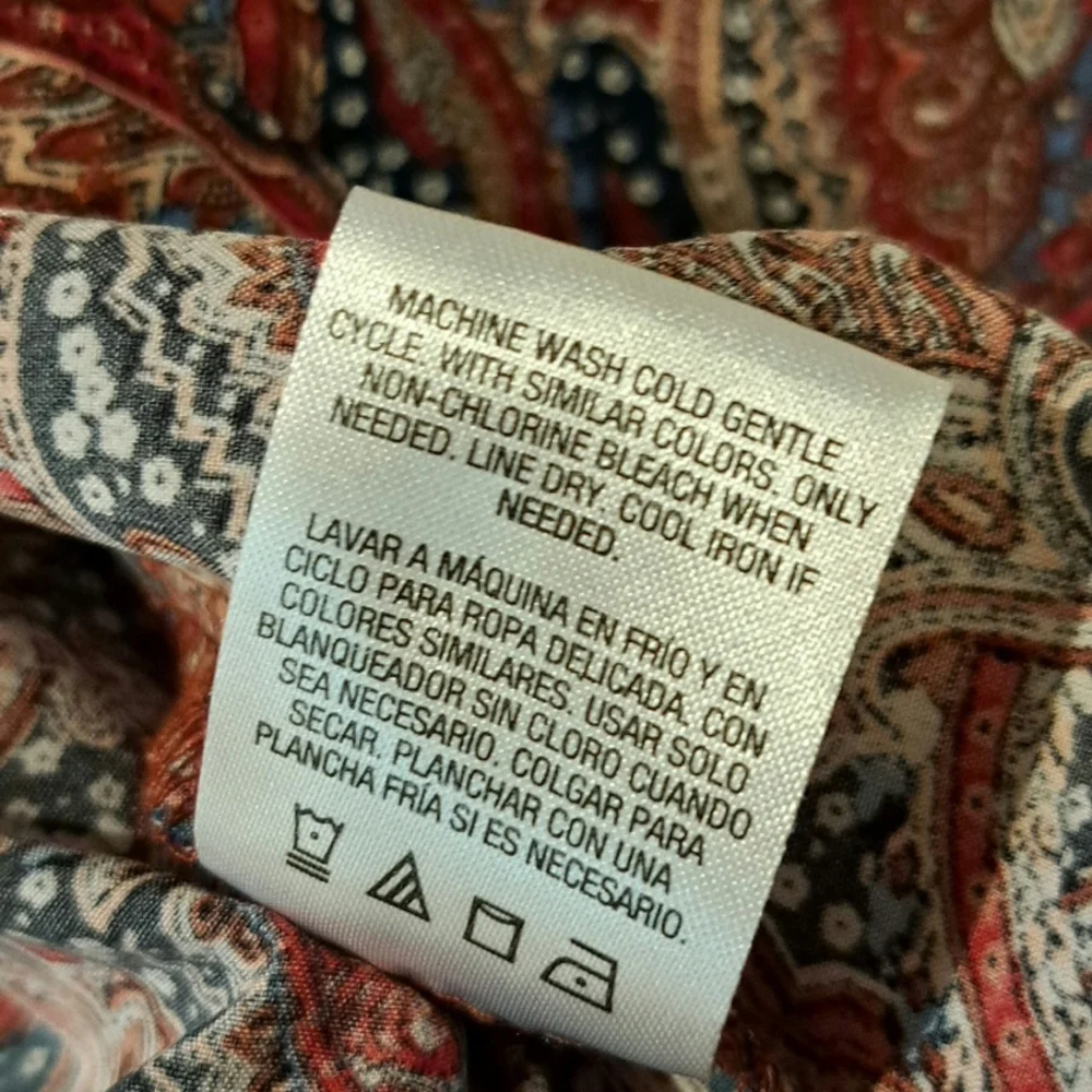 Laura Scott paisley button down Multicolor V neck casual Blouse size L